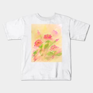 Sunny Dog Rose flowers watercolor painting Kids T-Shirt